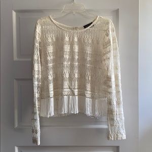 ASTR Cream Lace Top with Fringe